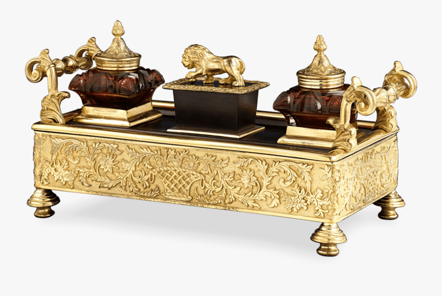 Clip Art Antique Ink Well - Brass, Transparent Clipart