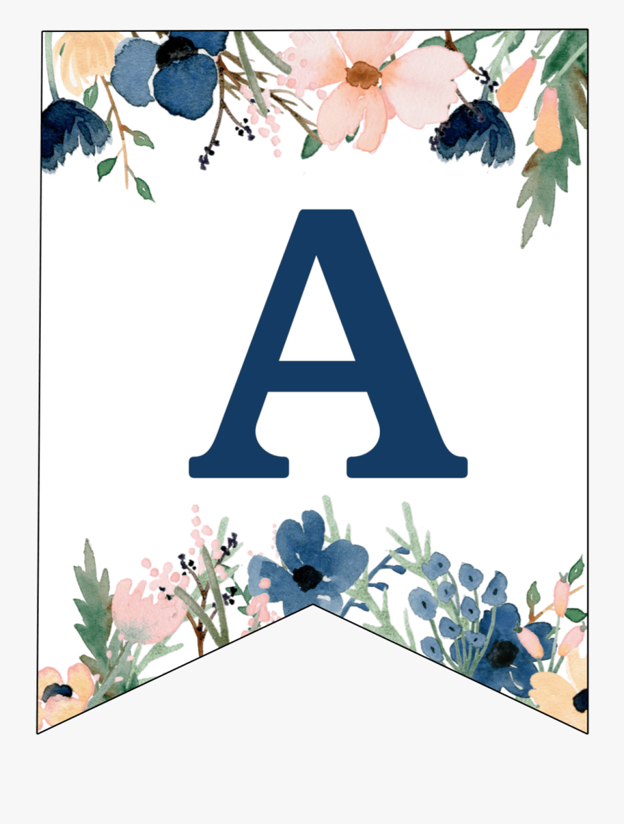 floral blue alphabet banner all letters free transparent clipart