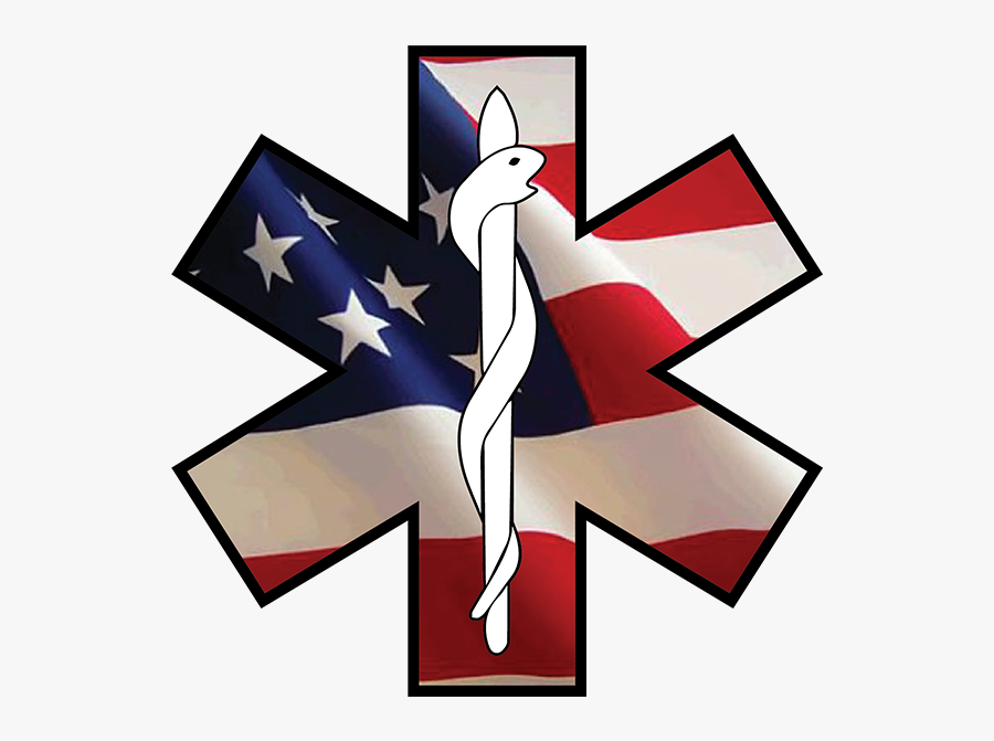 Star Of Life Emergency Ems Decal - American Flag Square, Transparent Clipart