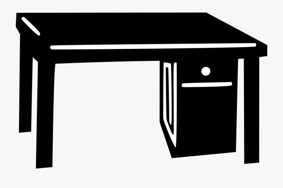 Transparent Front Desk Clipart - Work Desk Vector Black And White, Transparent Clipart