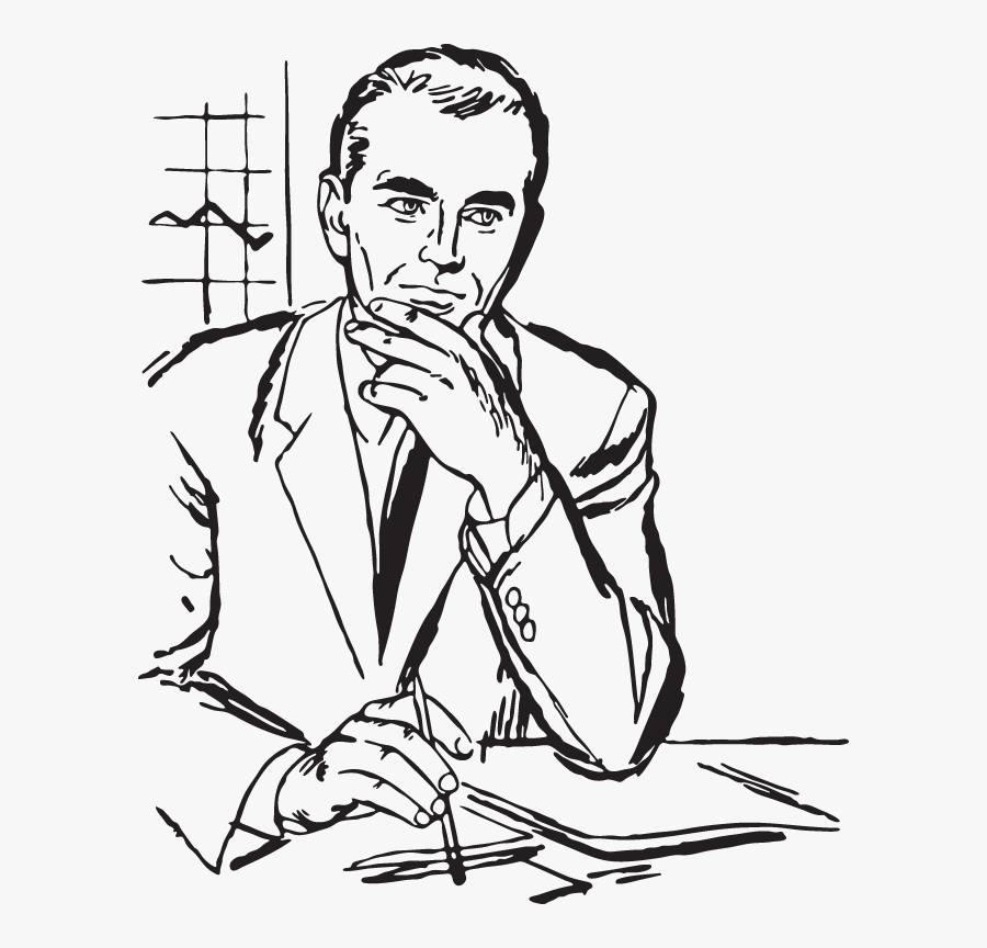 Realistic Line Art Man, Transparent Clipart