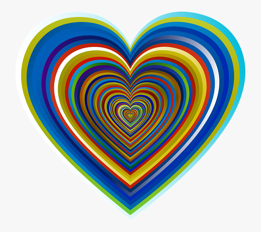 Colorful, Prismatic, Chromatic, Rainbow, Psychedelic - Rainbow Heart Tunnel, Transparent Clipart