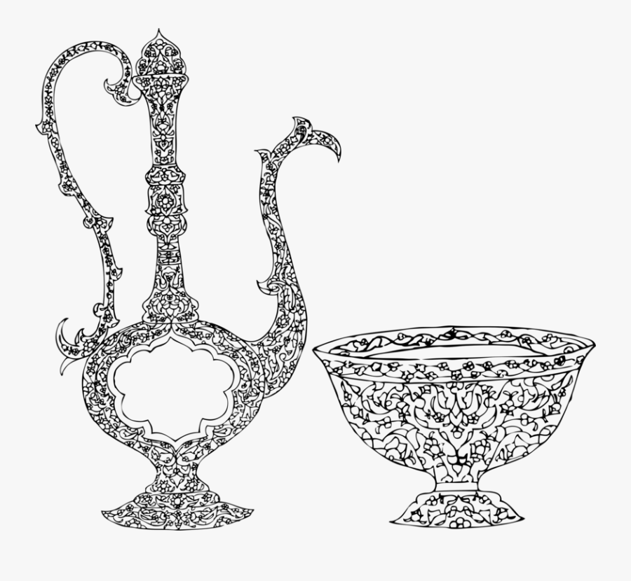 Line Art,cup,body Jewelry - Drawing Islamic, Transparent Clipart