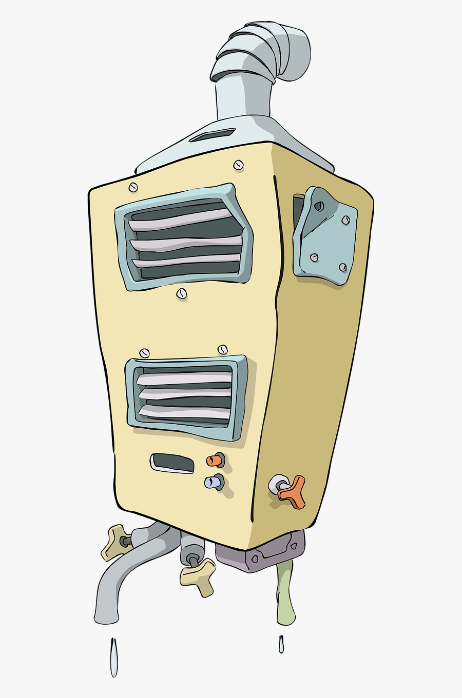 Broken Heater Water - Hot Water System Cartoon, Transparent Clipart