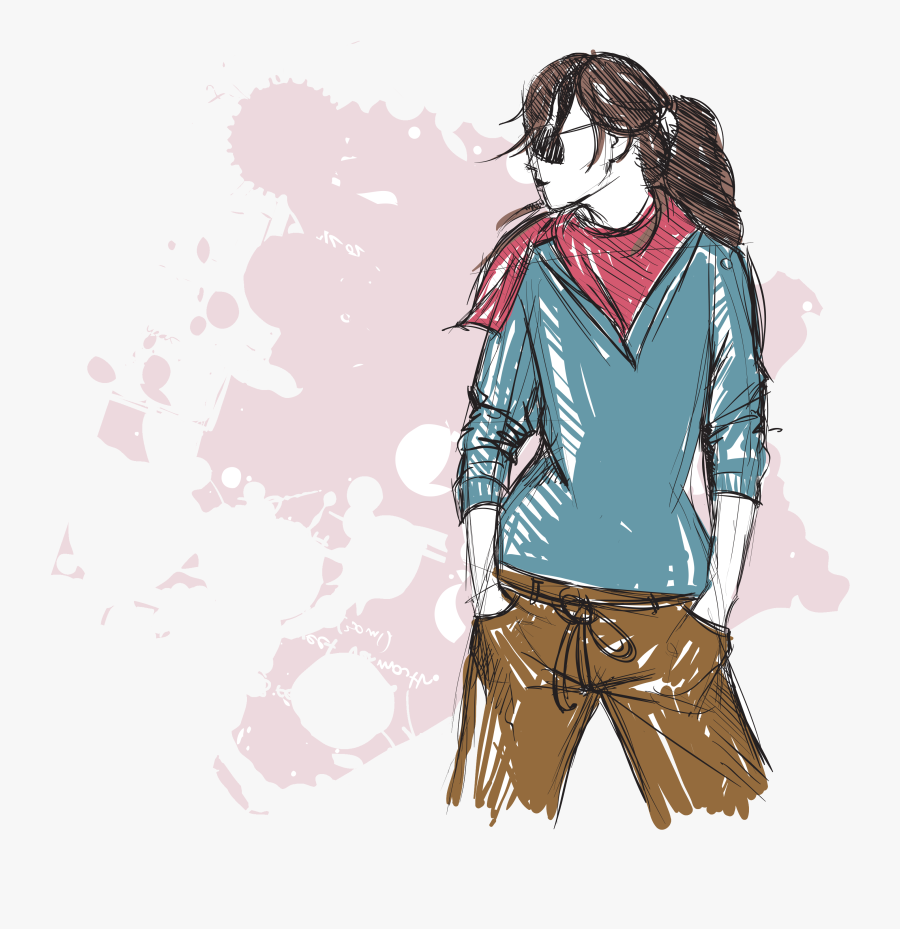 Fashion Girl Illustration Png, Transparent Clipart