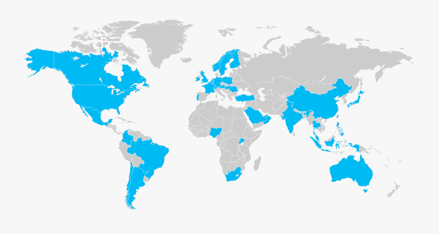 World Map Transparent - World Map Grey Png, Transparent Clipart