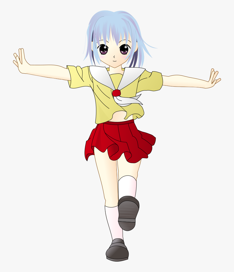 A Walking Girl - Anime Girl Gif Png, Transparent Clipart