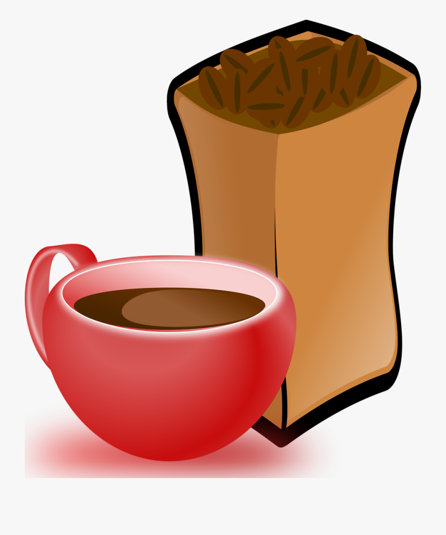 Cup Of Coffee With Sack Of Coffee Beans - Coffee Beans Clip Art, Transparent Clipart