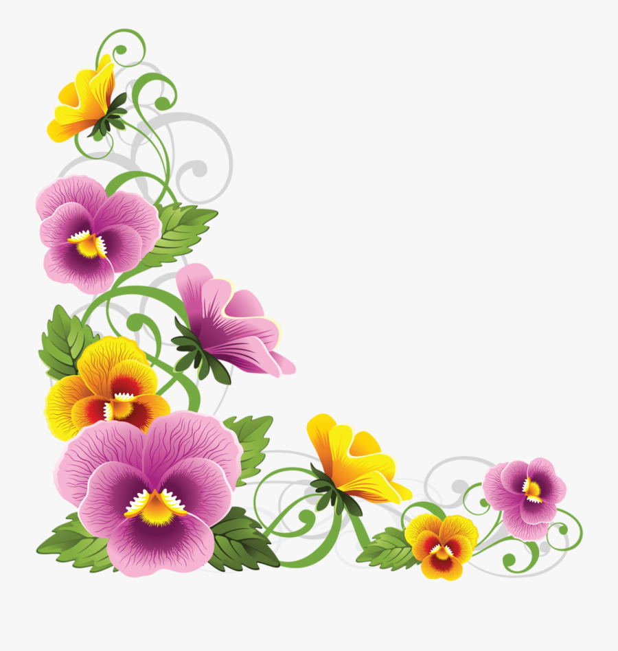 Flower Corner Border Png, Transparent Clipart