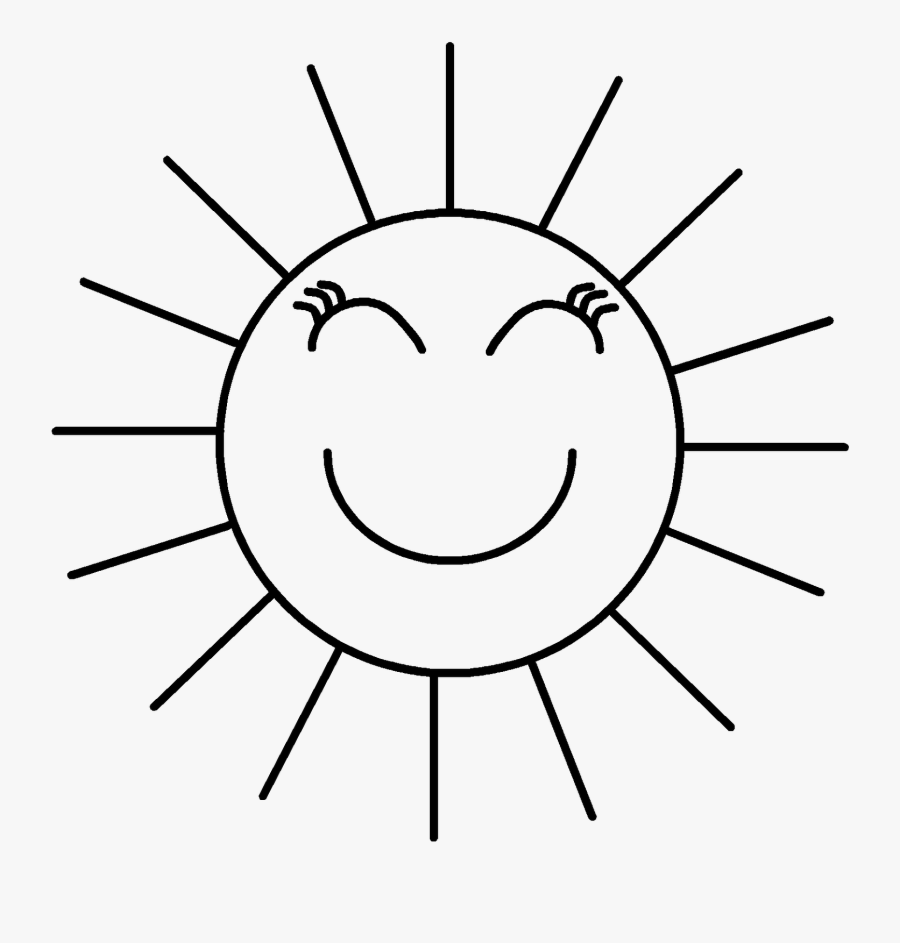 Sun Line Art Clipart Best - Smiling Sun Clip Art Black And White, Transparent Clipart