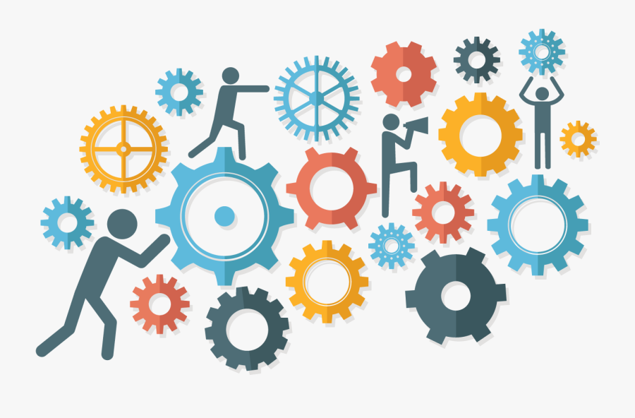Gears Working Together, Transparent Clipart