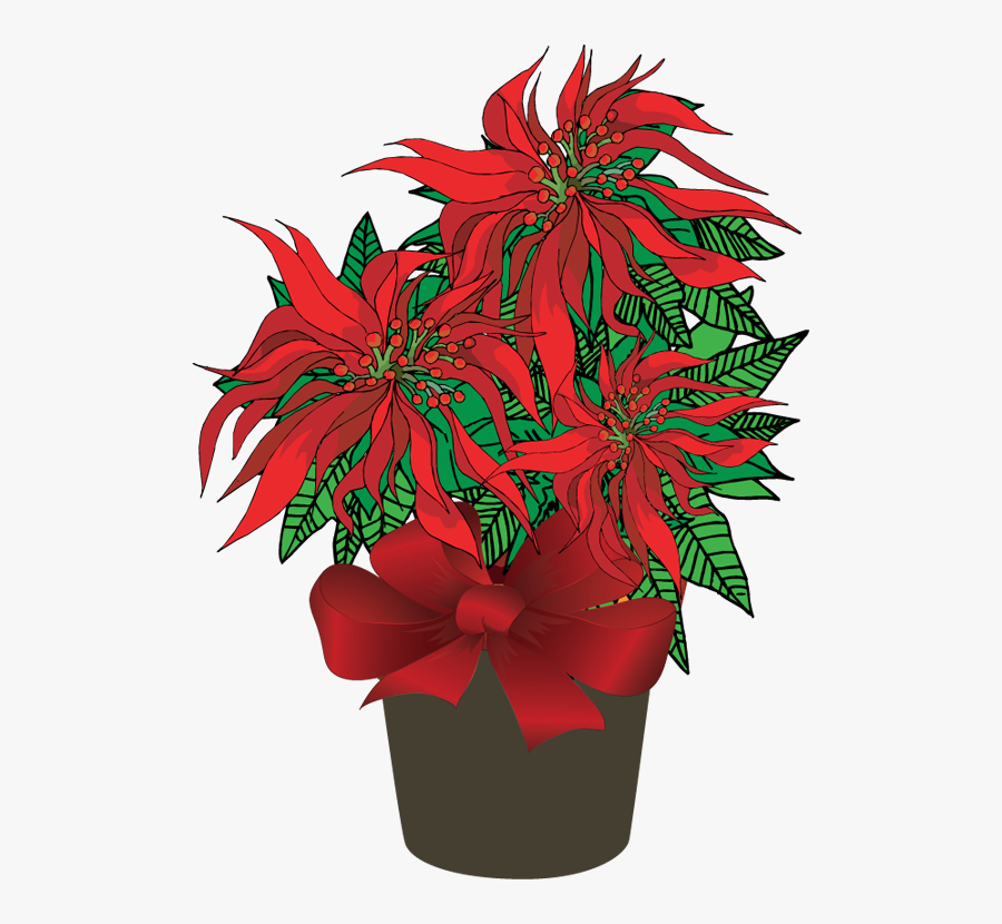 Poinsettia Clip Art Free - Poinsettia In A Pot Clipart, Transparent Clipart
