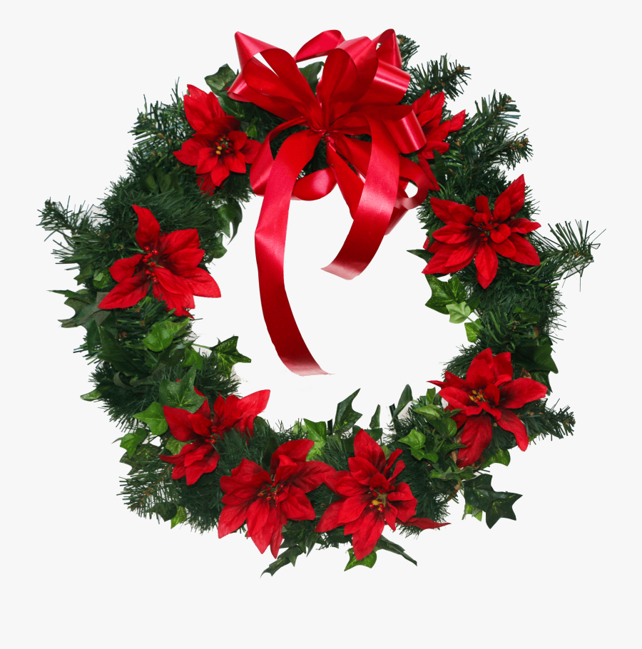 Wreath Poinsettia Cut Flowers Christmas - Wreath, Transparent Clipart
