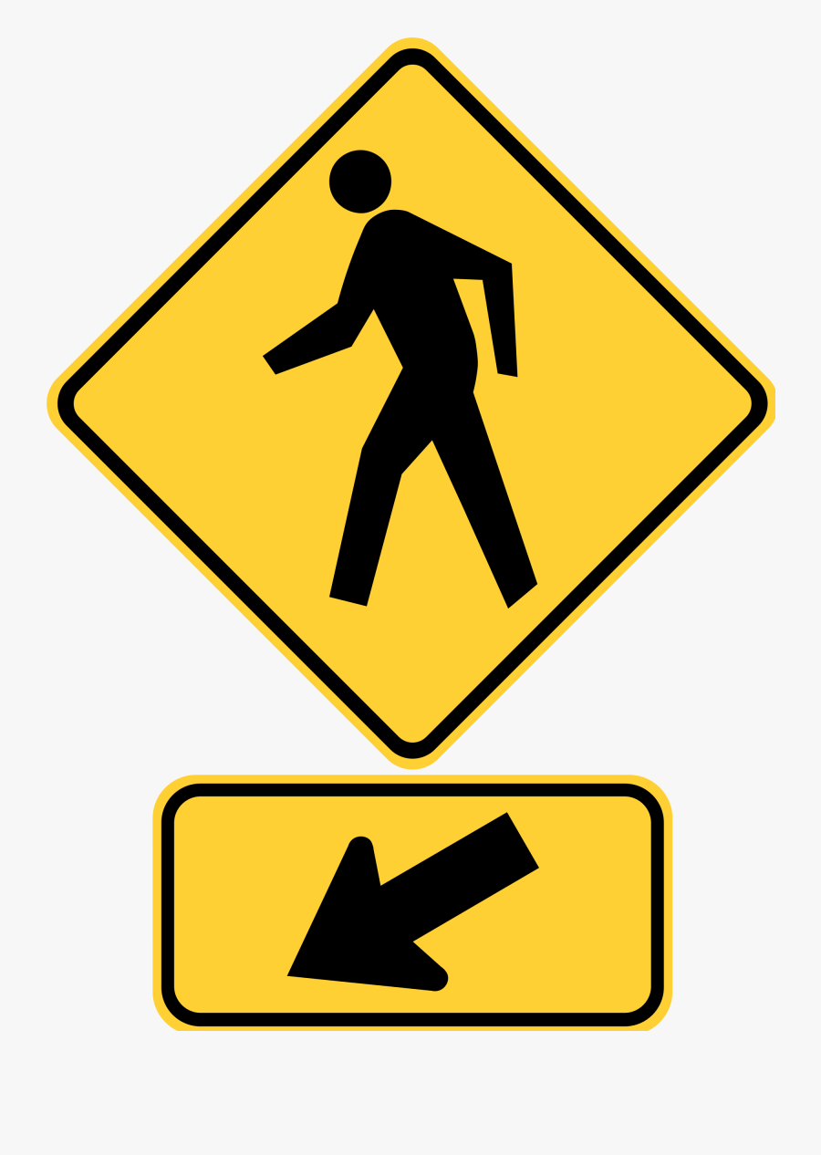 Pedestrian Crossing Ahead Sign Clipart , Png Download - Pedestrian Crossing Sign With Arrow, Transparent Clipart