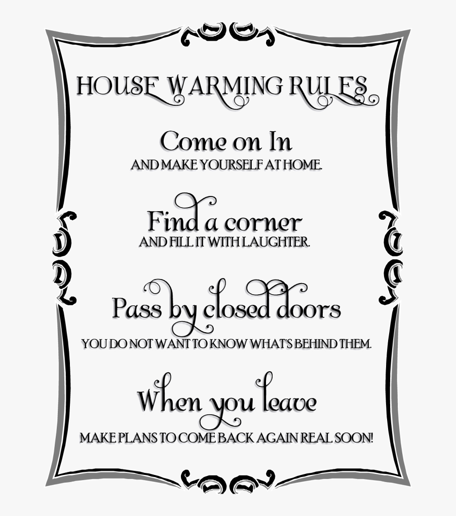 Transparent House Warming Clipart - Housewarming Party Rules, Transparent Clipart