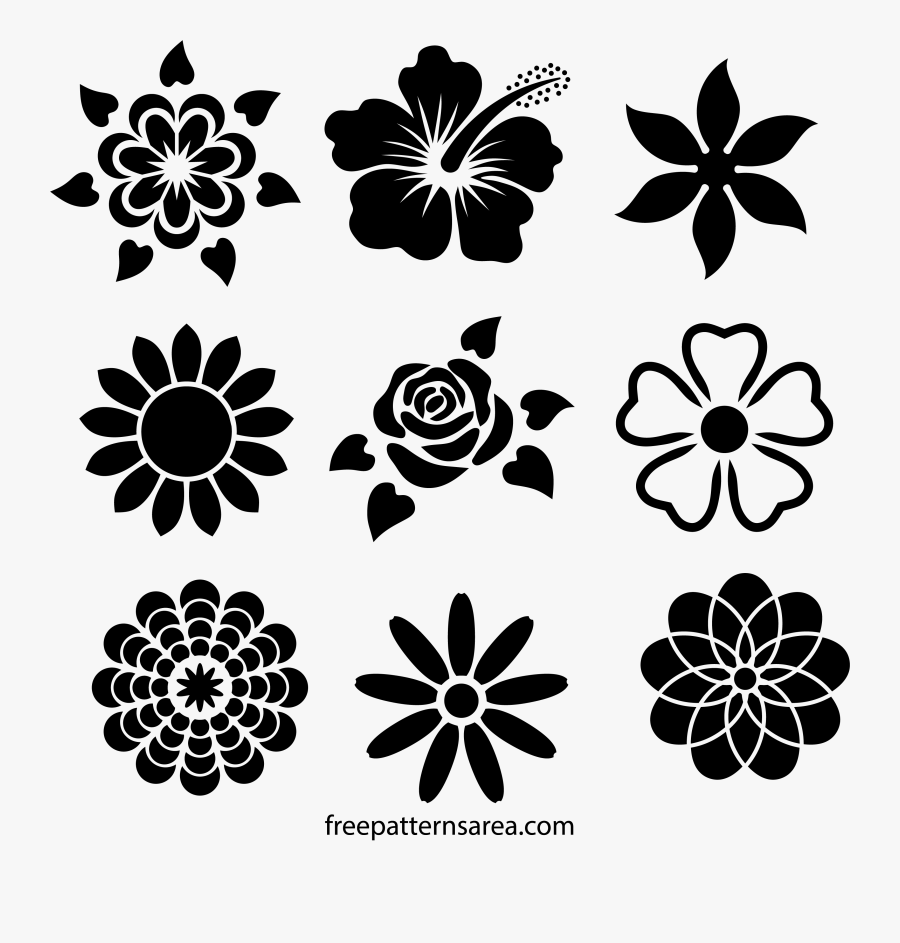 Clip Art Free Printable Photos Of - Flower Stencil Design, Transparent Clipart