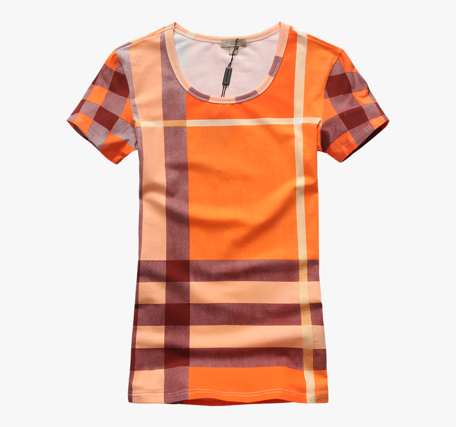 Stylish Burberry Women"s Round Collar T Shirt Orange - Cotton, Transparent Clipart