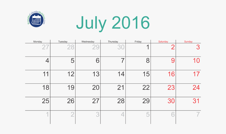 Clip Art Printable Calander - Msv 2015, Transparent Clipart