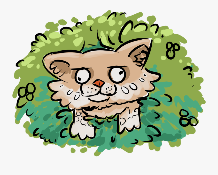 He Looks So Soft, Fluffy And Has A Small Wet Noise, - Cats In A Bush Cartoon, Transparent Clipart