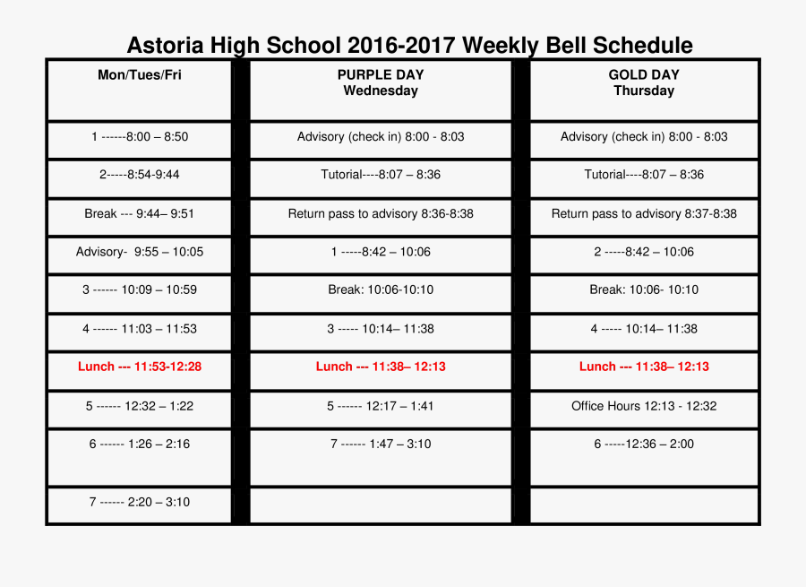 Weekly School Schedule - School, Transparent Clipart