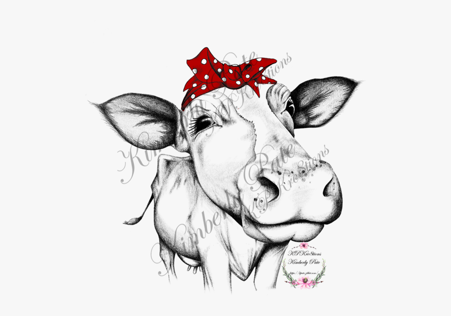 Heifer With Red Bandana Waterslide Colored And Black - Cow Bandana