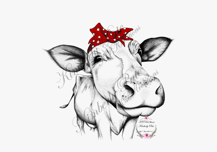 Heifer With Red Bandana Waterslide ~ Colored And Black - Cow Bandana, Transparent Clipart