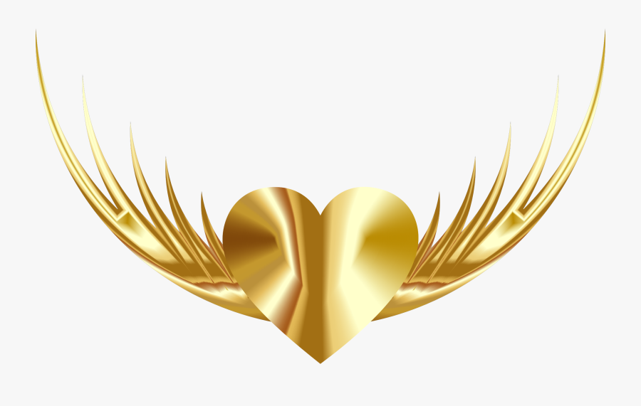 Transparent Heart With Wings Clipart - Background Black Gold Png, Transparent Clipart