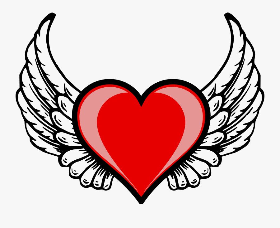 Heart, Wing, Amor, Cupid, Love, Valentine - Red Heart With Wings, Transparent Clipart