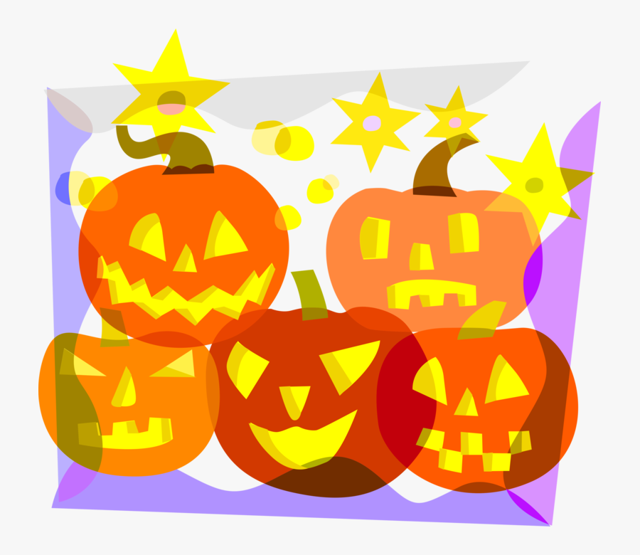 Vector Illustration Of Halloween Carved Pumpkin Jack - Jack-o'-lantern, Transparent Clipart