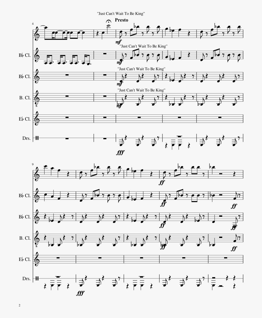 Revised Lion King Sheet Music Composed By Rose Bruns - Neapel Marsch Trompete Noten, Transparent Clipart