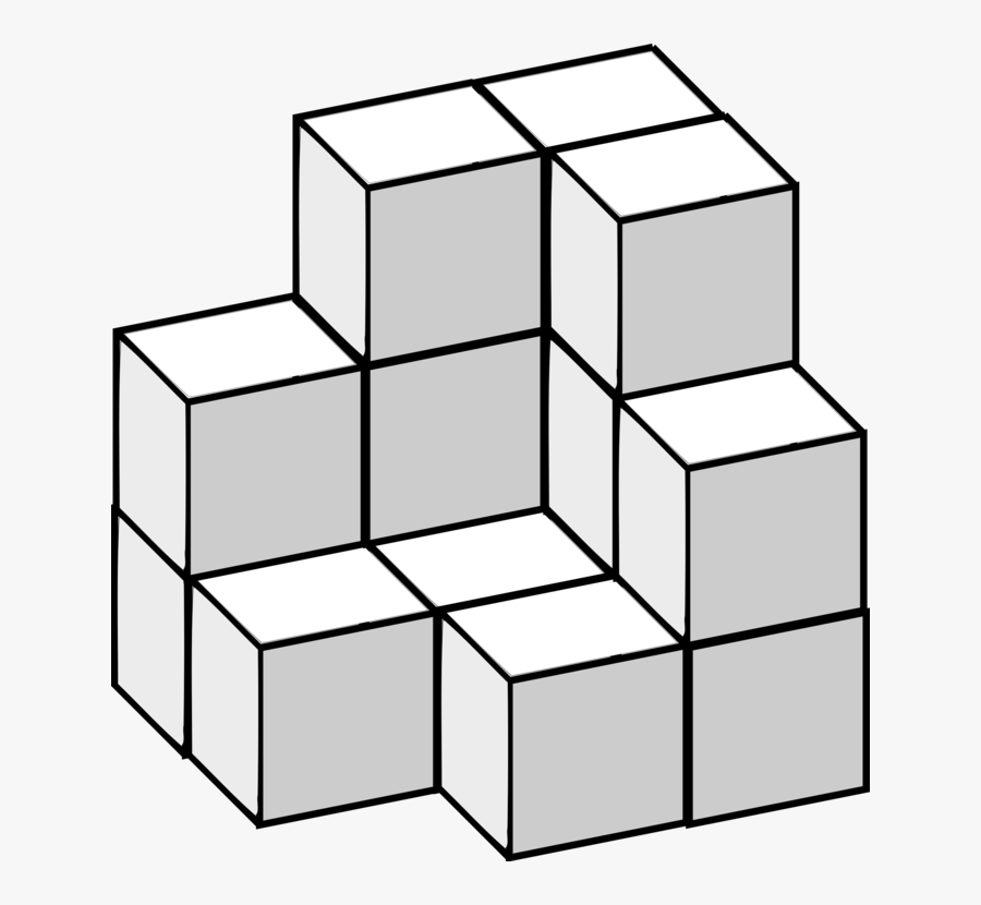 Line Art,square,angle - 3d Dimensional Rubik's Cube, Transparent Clipart