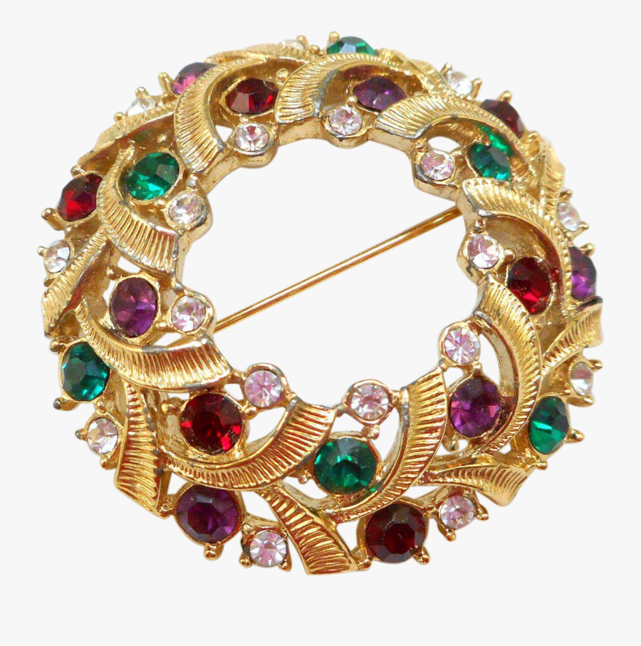 Vintage Authentic Swarovski Wreath Brooch Of Textured - Bracelet, Transparent Clipart