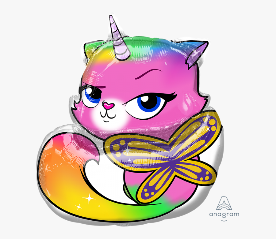 Rainbow Butterfly Unicorn Kitty Birthday Party, Transparent Clipart