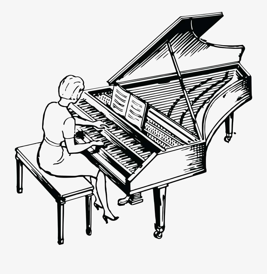 Free Clipart Of A Woman Playing A Piano - Play Piano Clipart Black And White, Transparent Clipart