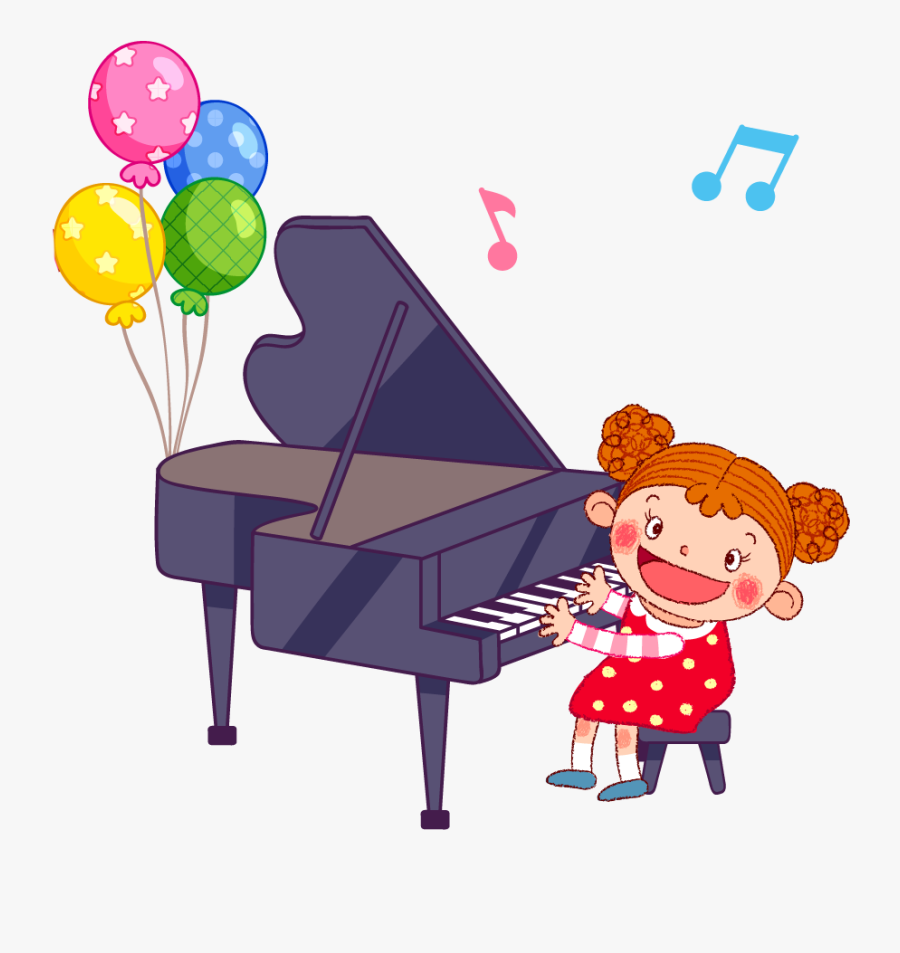 Cartoon Illustration Playing The - Играть На Пианино Рисунок, Transparent Clipart
