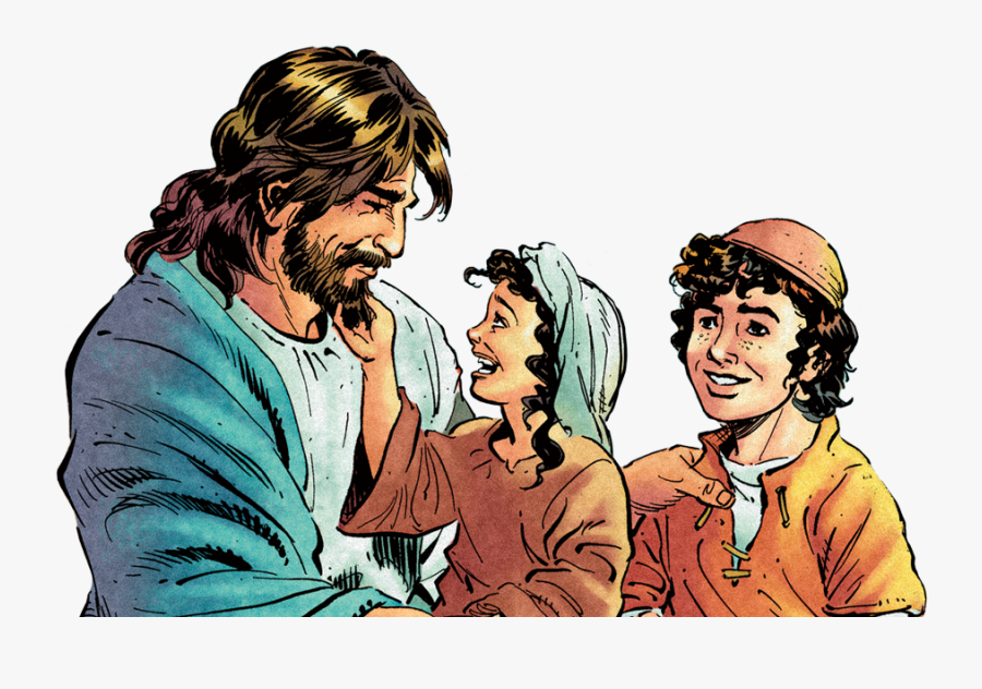 Jesus And Children - Cartoon Jesus With Children, Transparent Clipart
