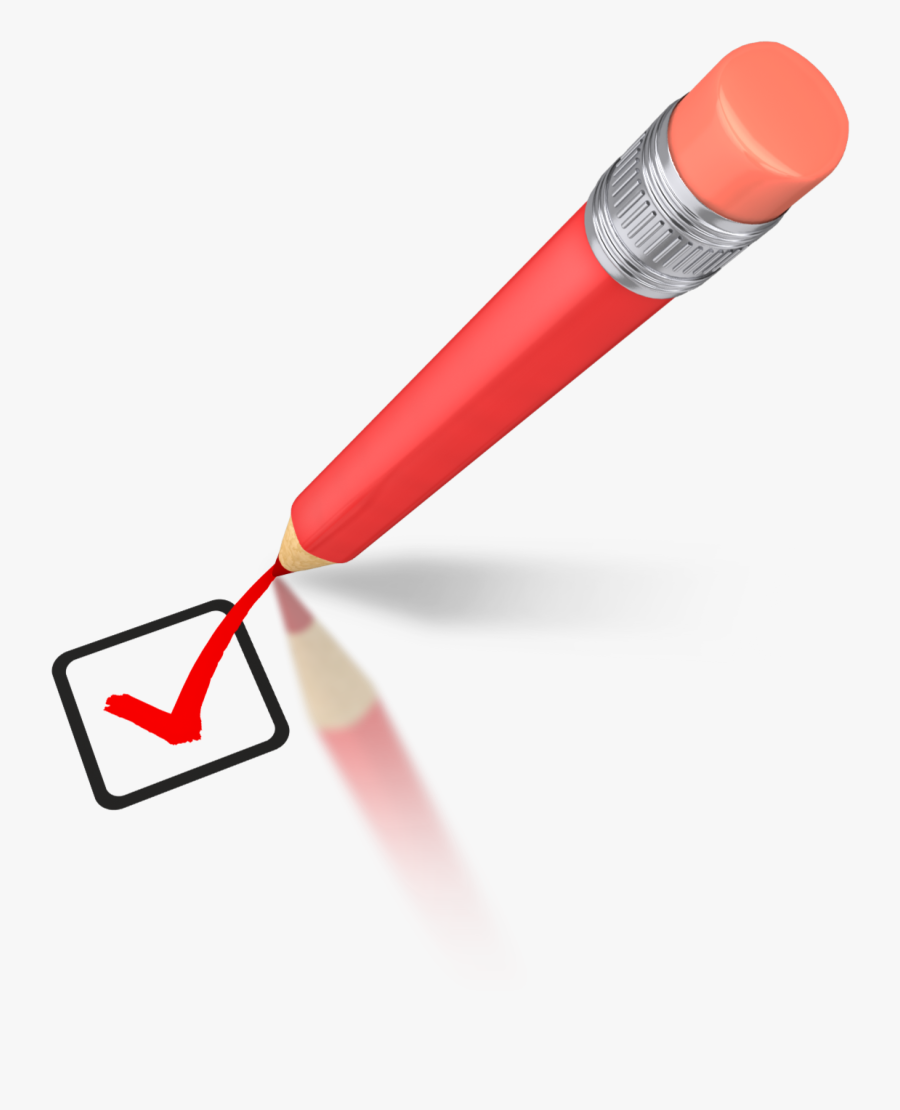 Pencil Drawing Red Check Mark - Pencil Check Mark Clip Art, Transparent Clipart