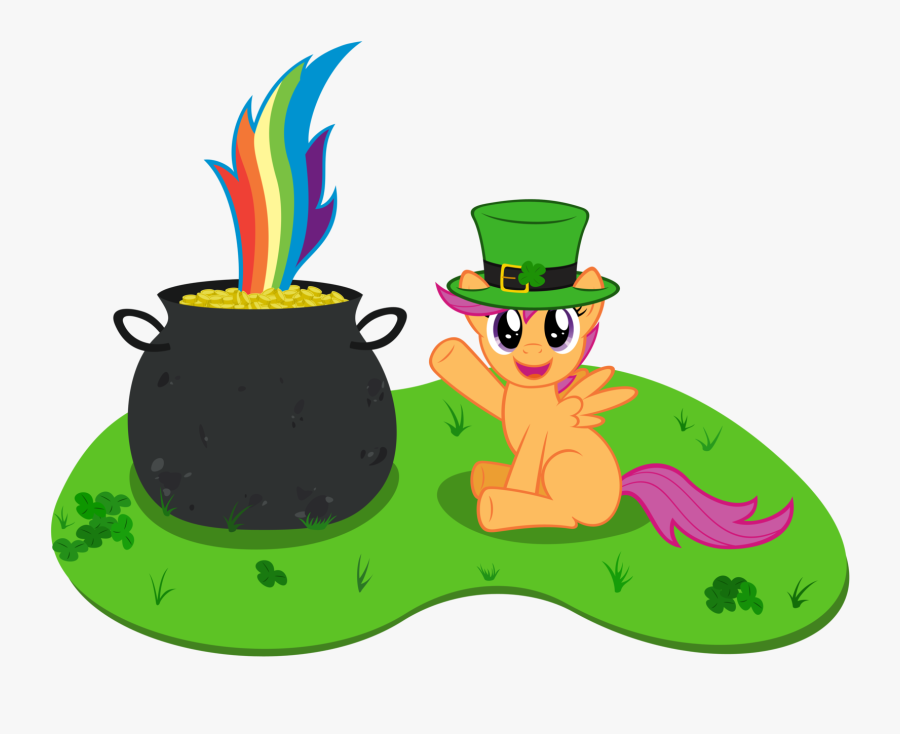 Rainbow With Pot Of Gold At End Clipart - Pot Of Gold At The End, Transparent Clipart