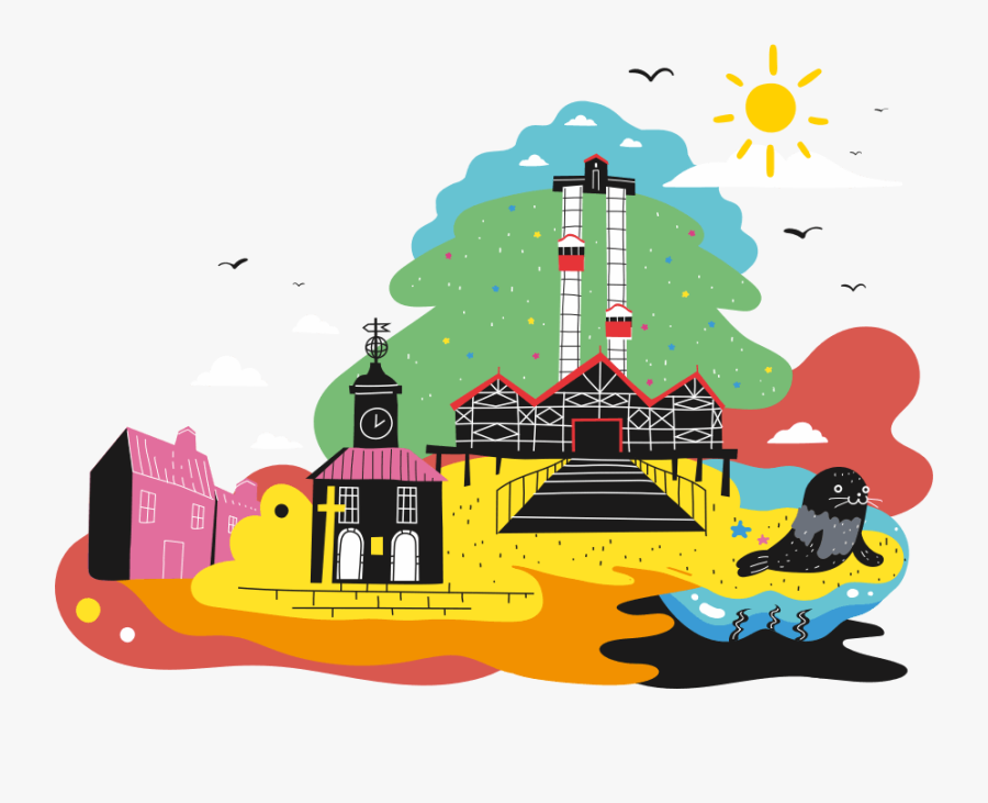 Illustrated Picture Of Teeside Showing The Sea, Docs, - Illustration, Transparent Clipart