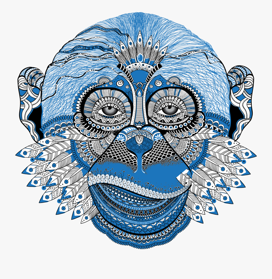 Clipart - Blue Monkey Art, Transparent Clipart