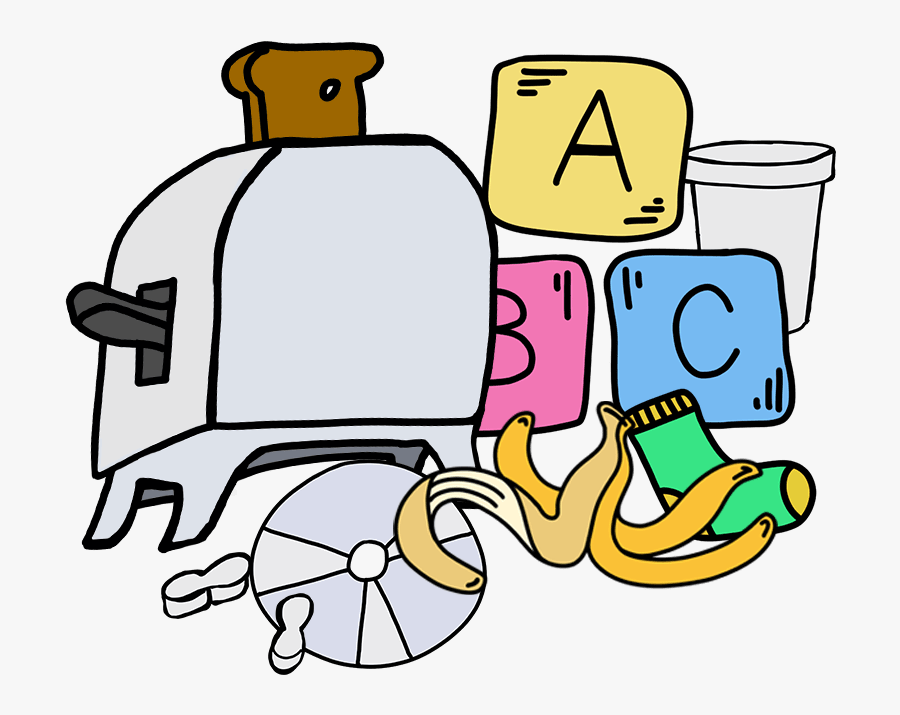 Gray Cart Trash Items, Transparent Clipart