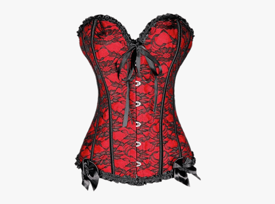 Red Corset With Black Lace - Red Corset Black Lace, Transparent Clipart