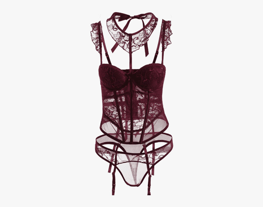 Lace Panel Mesh Corset Bra - Bra, Transparent Clipart