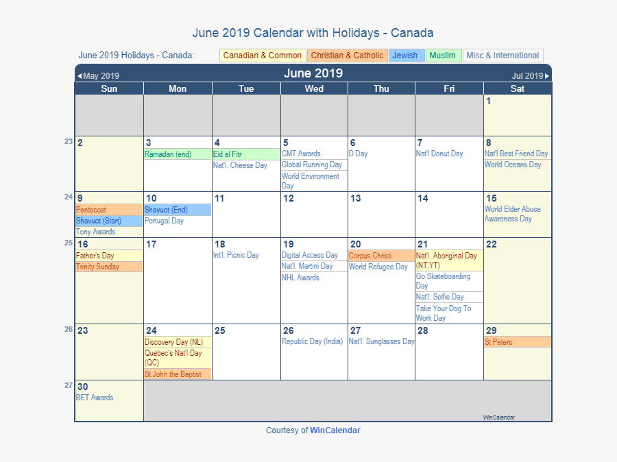 June 2019 Calendar With Holidays Canada - October 2019 Calendar With Holidays, Transparent Clipart