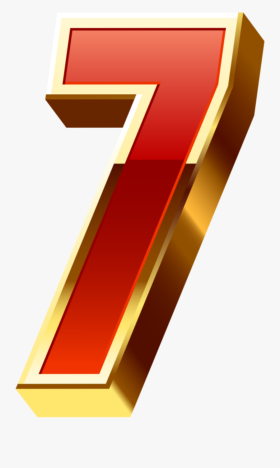 Number Seven Gold Red Transparent Image - Number Seven Black Png, Transparent Clipart