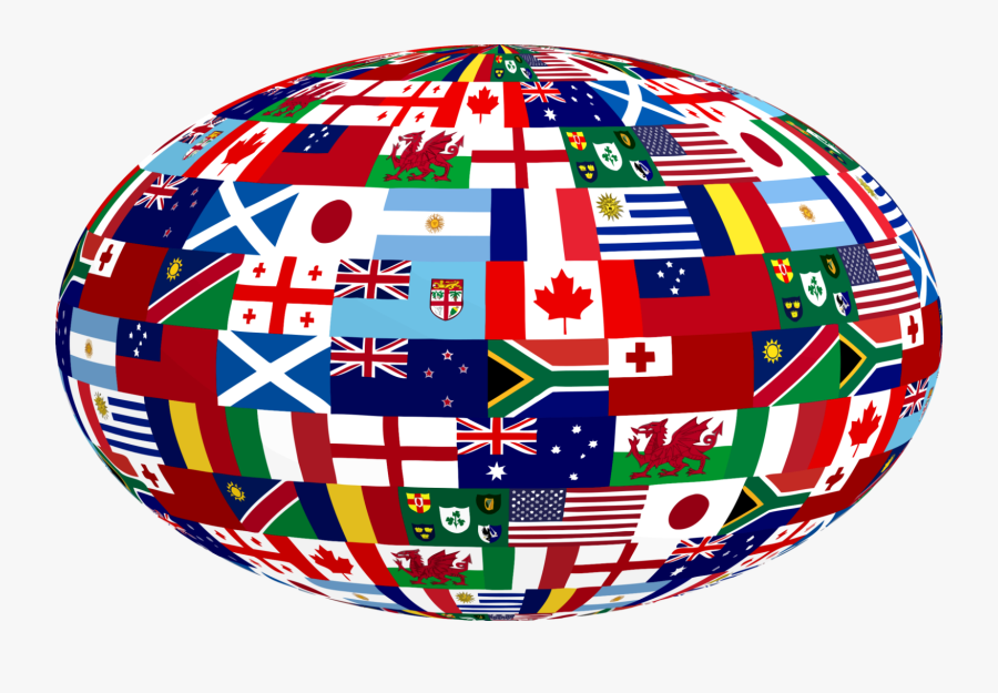 Ball,symmetry,area - Rugby Ball With Flags World Cup, Transparent Clipart