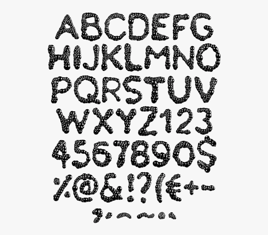 Black Soap Bubbles Font - Line Art, Transparent Clipart