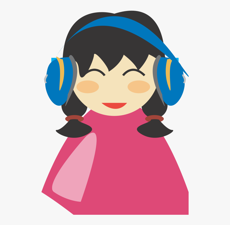 Cute Girl With Headphone - Girl With Headphones Clipart, Transparent Clipart