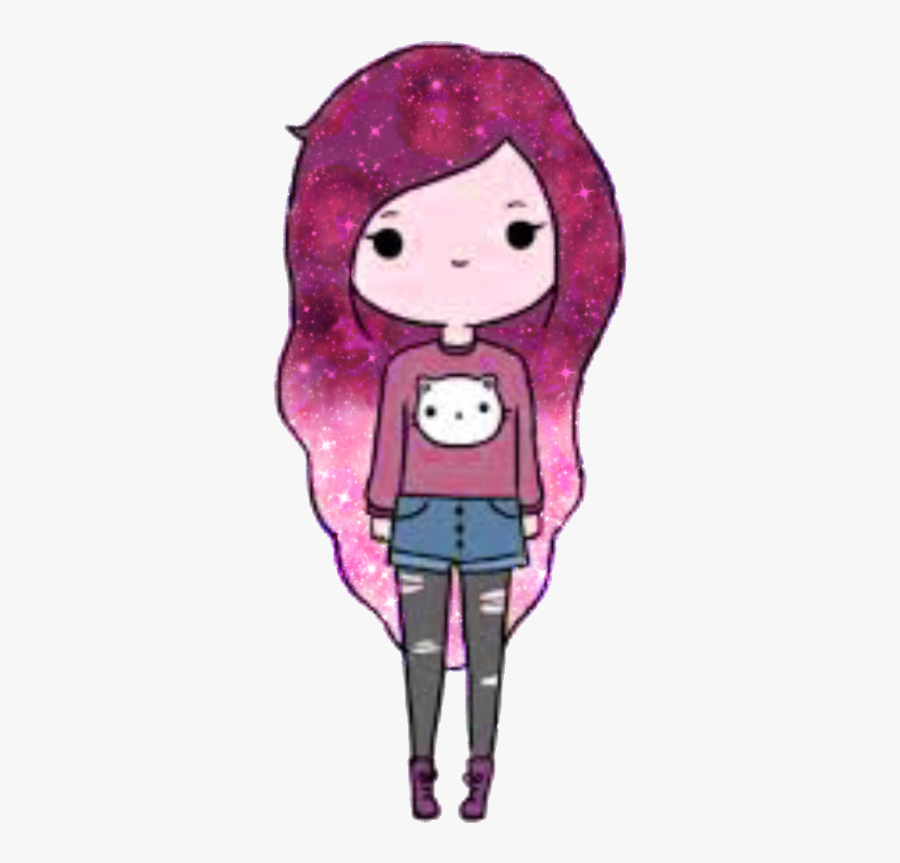#girl #kawwai #kitty #galaxyhair #pretty #cute #red - Cute Kawaii Drawings Of Girls, Transparent Clipart
