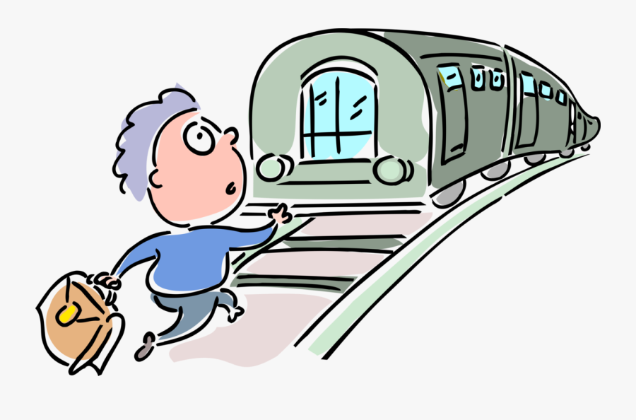 Traveling Clipart Passenger - Catch A Train Cartoon, Transparent Clipart